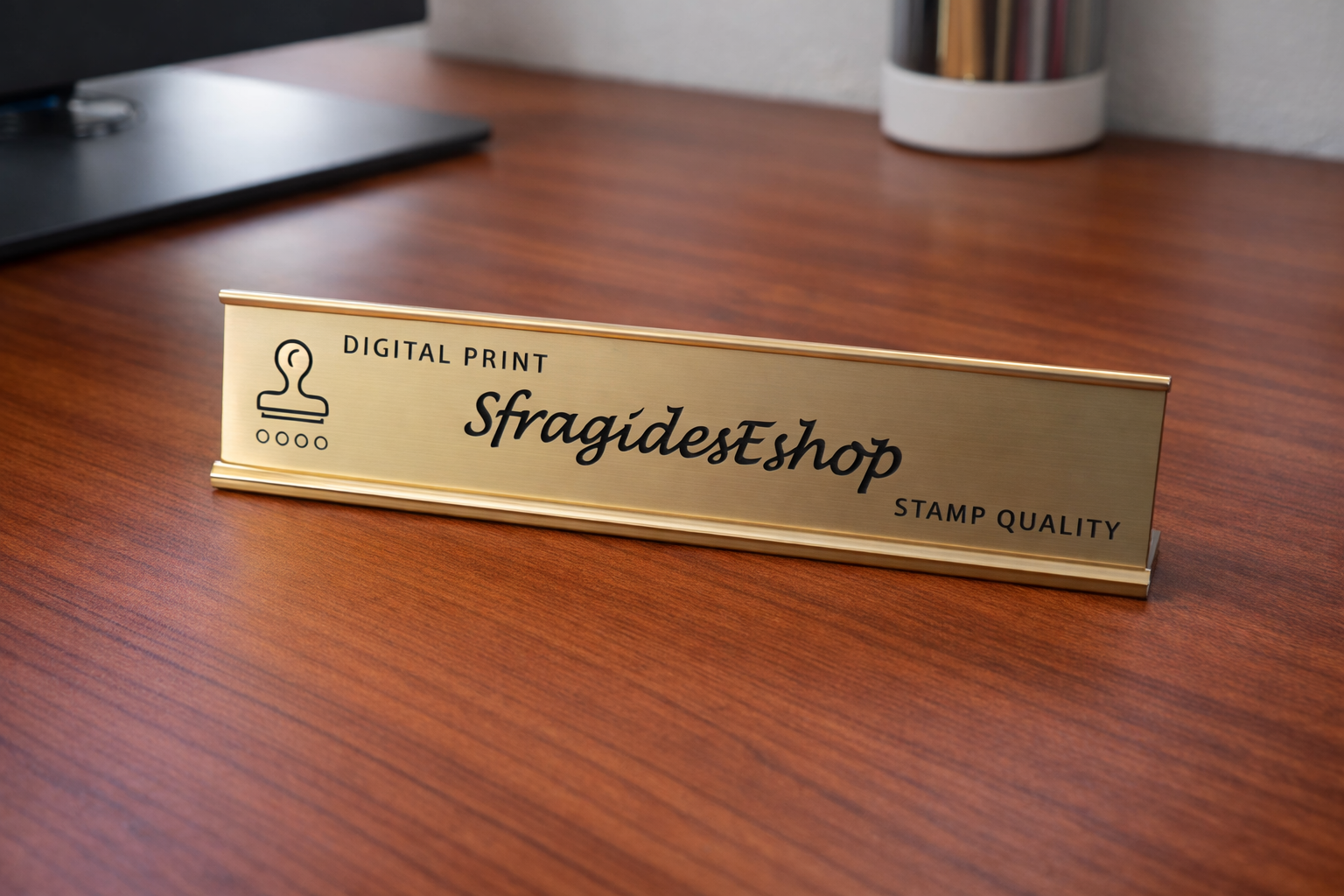 Σταντ χρυσο Σταντ γραφείου Χαρακτό σε μεταλλική βάση - Διάσταση 22Χ4,5cm - Image 1